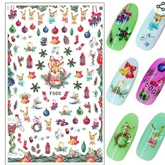 Christmas Nail Decals Art Sticker, KINGMAS 5 Sheet Self-Adhesive DIY - Picture 2 of 7